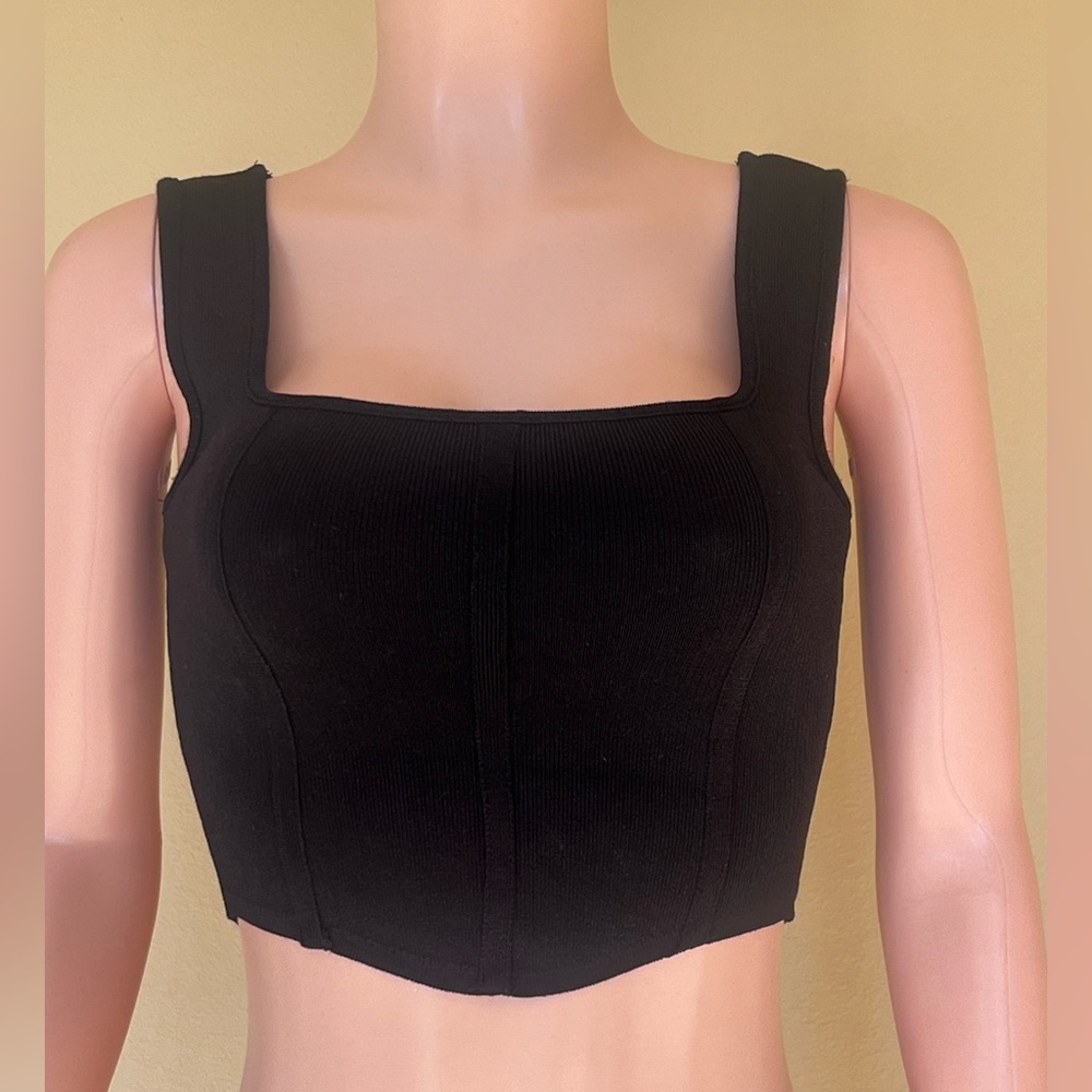 Zara Black Square Neck Crop Top. Size S. great Fit